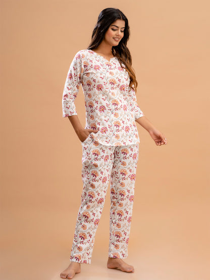 Floral Printed Pure Cotton Night Suits FRLW9033