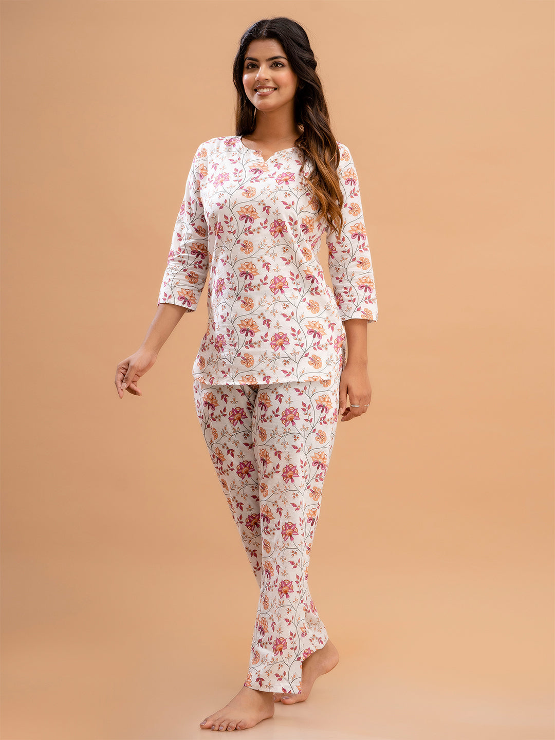 Floral Printed Pure Cotton Night Suits FRLW9033