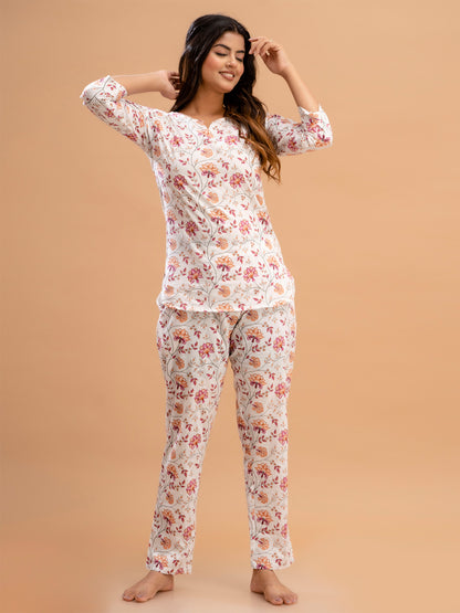 Floral Printed Pure Cotton Night Suits FRLW9033