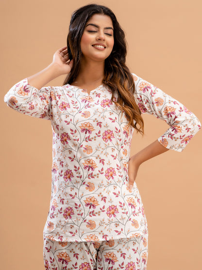 Floral Printed Pure Cotton Night Suits FRLW9033