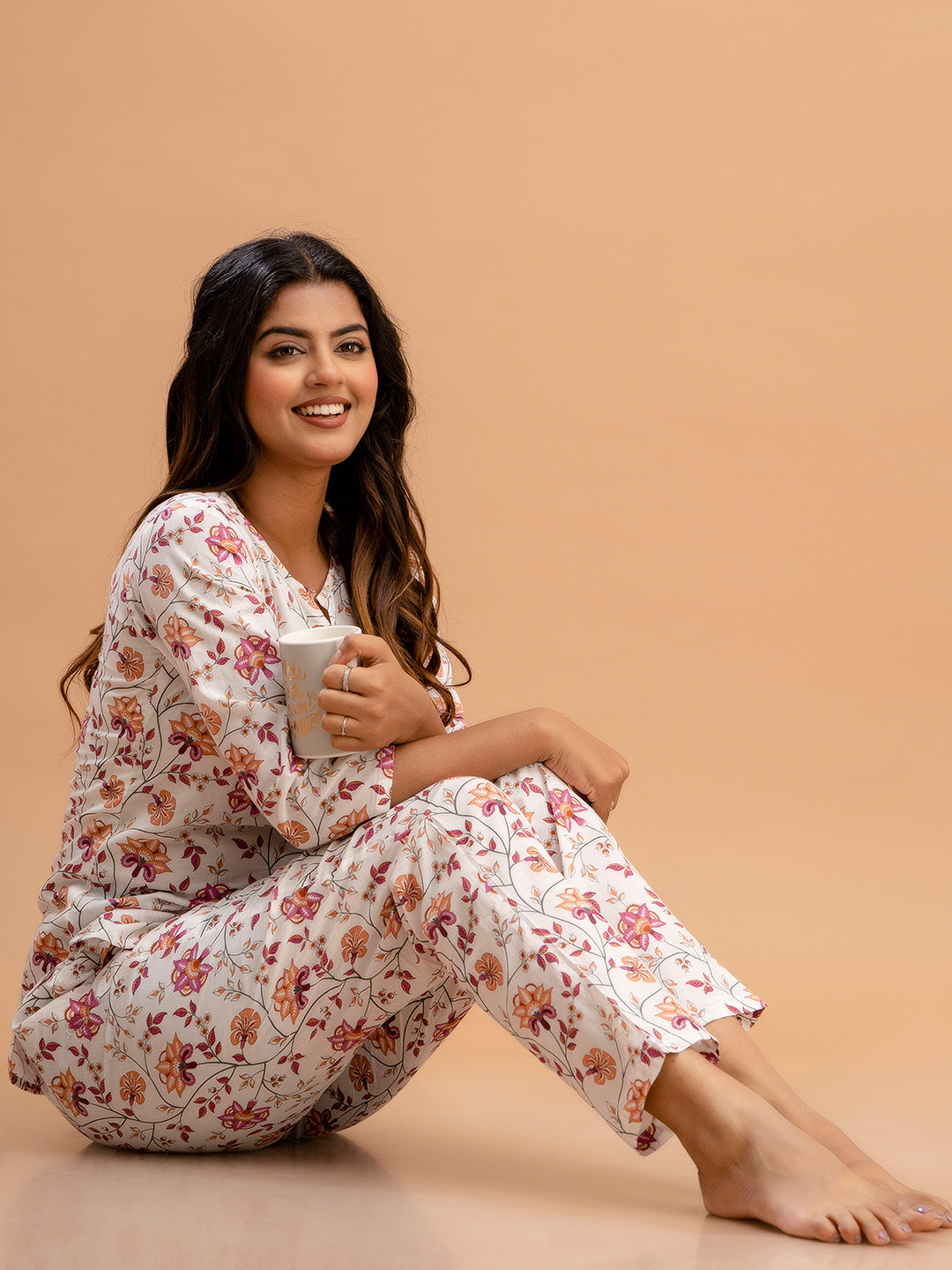 Floral Printed Pure Cotton Night Suits FRLW9033