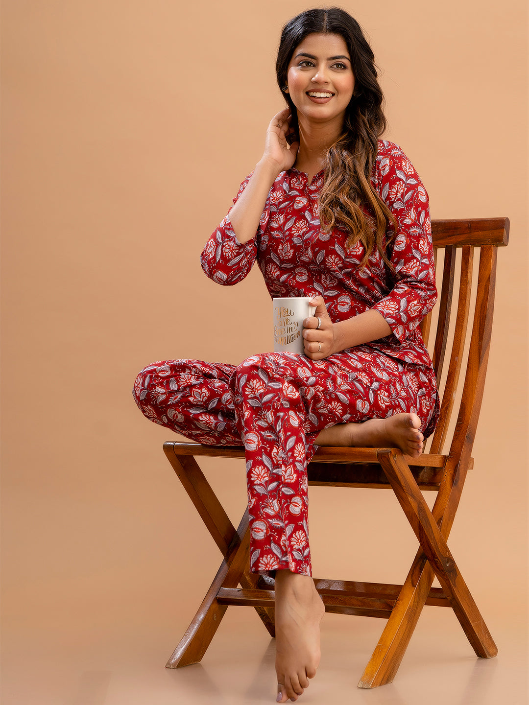 Floral Printed Pure Cotton Night Suits FRLW9032