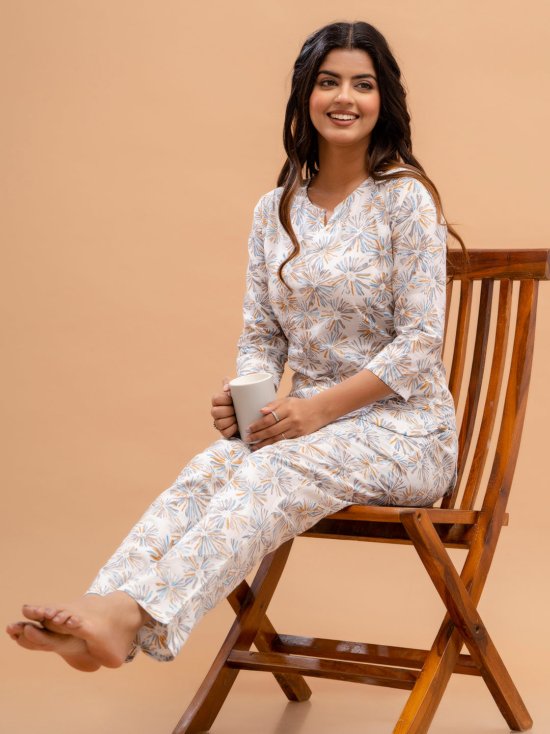 Floral Printed Pure Cotton Night Suits FRLW9025