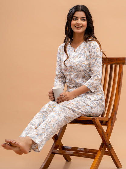 Floral Printed Pure Cotton Night Suits FRLW9025