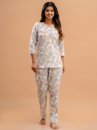 Floral Printed Pure Cotton Night Suits FRLW9025