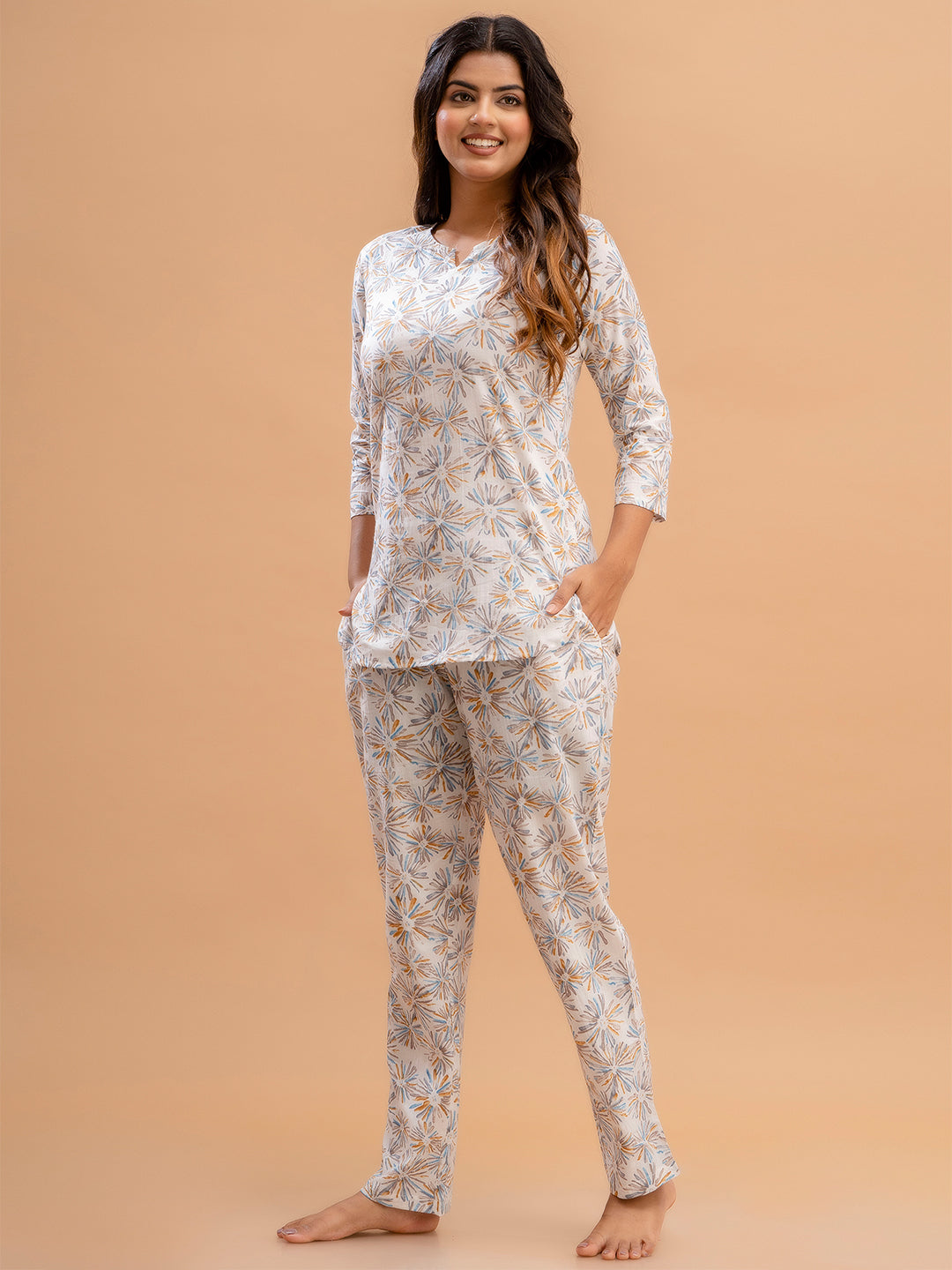 Floral Printed Pure Cotton Night Suits FRLW9025