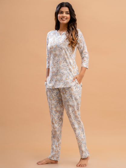 Floral Printed Pure Cotton Night Suits FRLW9025