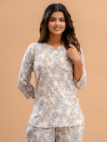 Floral Printed Pure Cotton Night Suits FRLW9025