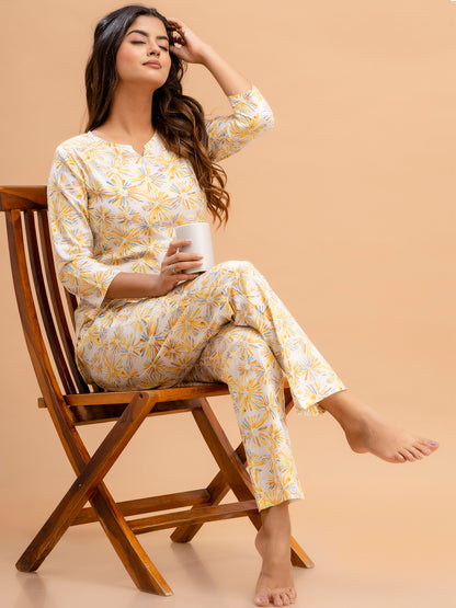 Floral Printed Pure Cotton Night Suits FRLW9026