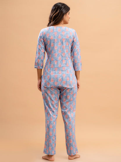 Floral Printed Pure Cotton Night Suits FRLW9028