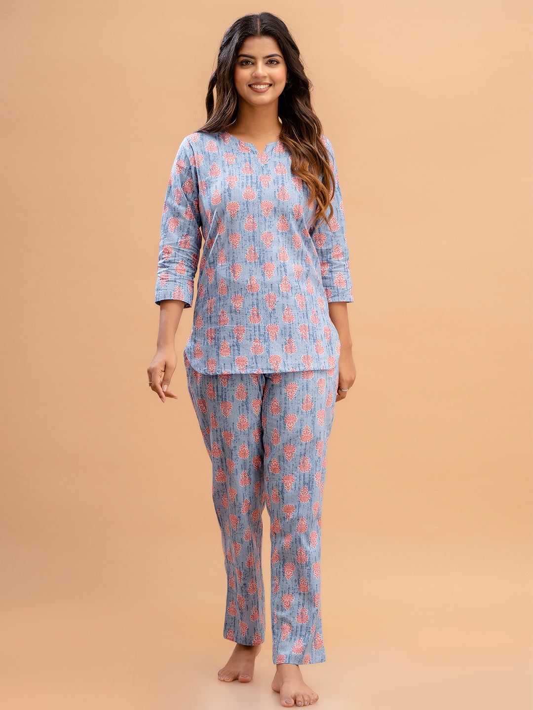 Floral Printed Pure Cotton Night Suits FRLW9028