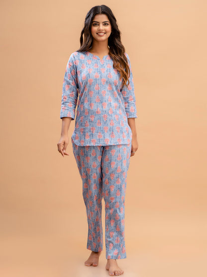 Floral Printed Pure Cotton Night Suits FRLW9028