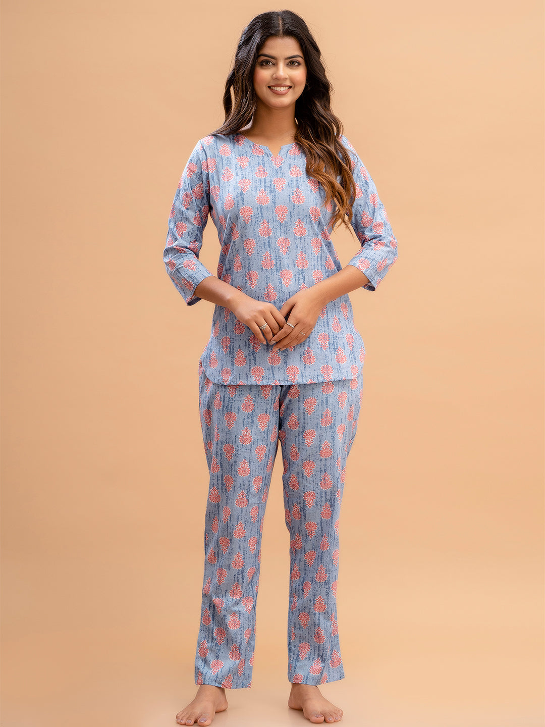 Floral Printed Pure Cotton Night Suits FRLW9028