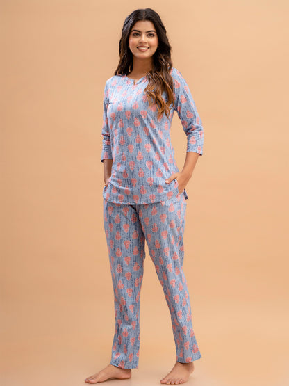 Floral Printed Pure Cotton Night Suits FRLW9028