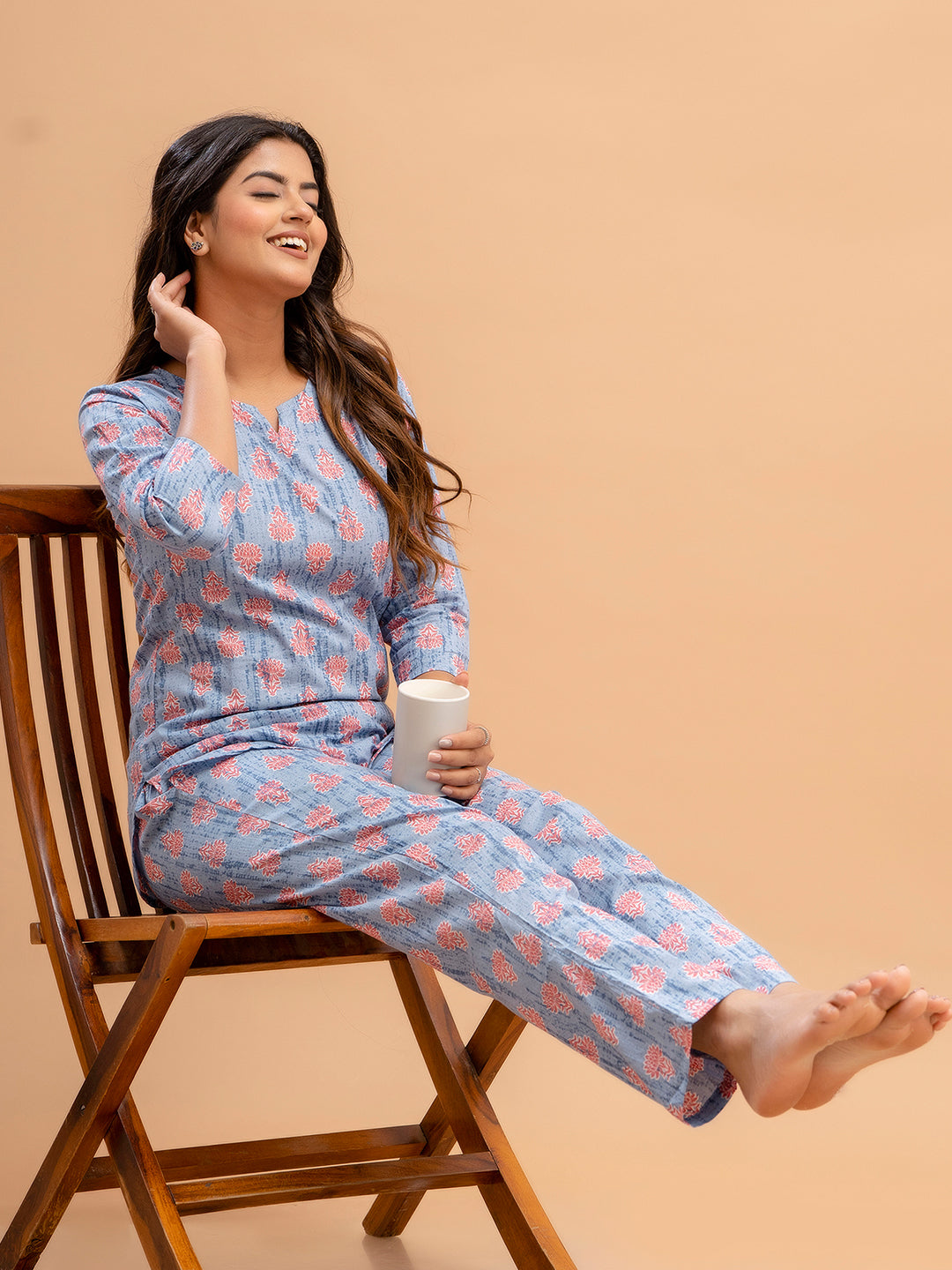Floral Printed Pure Cotton Night Suits FRLW9028