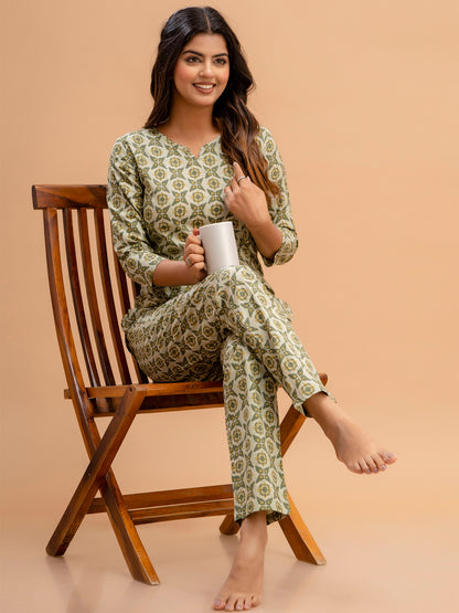 Floral Printed Pure Cotton Night Suits FRLW9029
