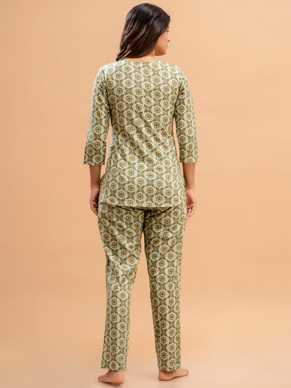 Floral Printed Pure Cotton Night Suits FRLW9029