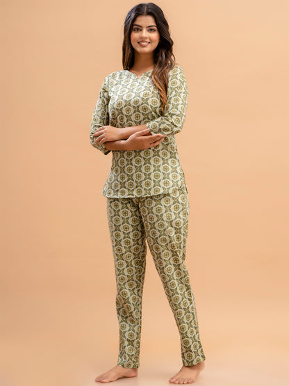 Floral Printed Pure Cotton Night Suits FRLW9029