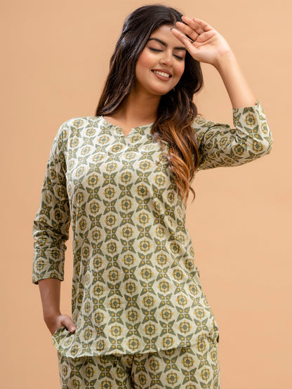 Floral Printed Pure Cotton Night Suits FRLW9029