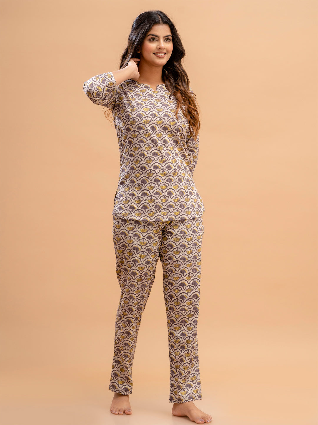Floral Printed Pure Cotton Night Suits FRLW9030