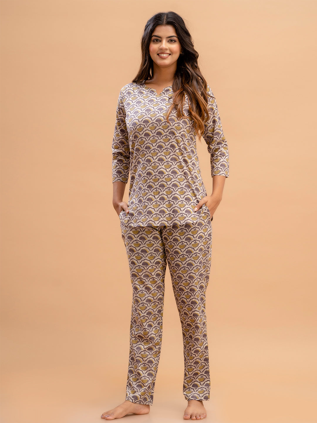 Floral Printed Pure Cotton Night Suits FRLW9030