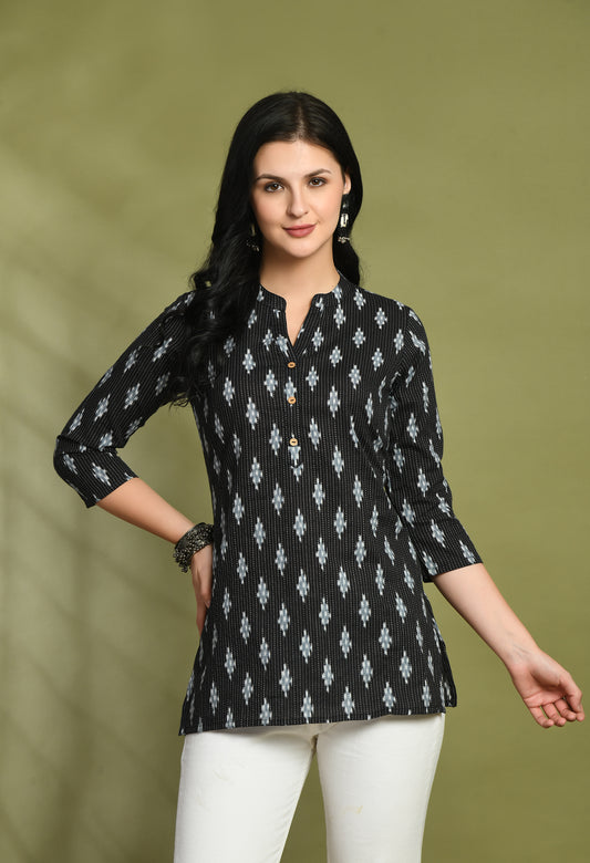 Ethnic Print Three Button Flared Kurti FRKT6450