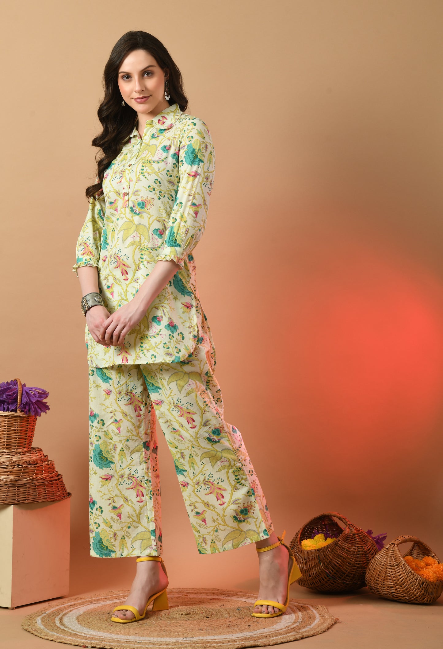 Floral Printed Pure Cotton Night Suits FRLW9057