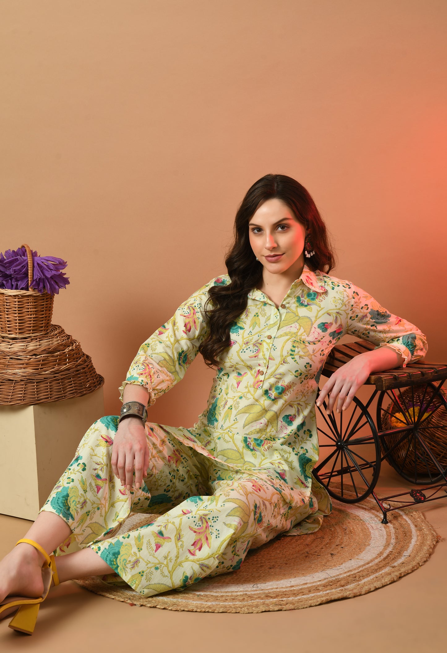 Floral Printed Pure Cotton Night Suits FRLW9057