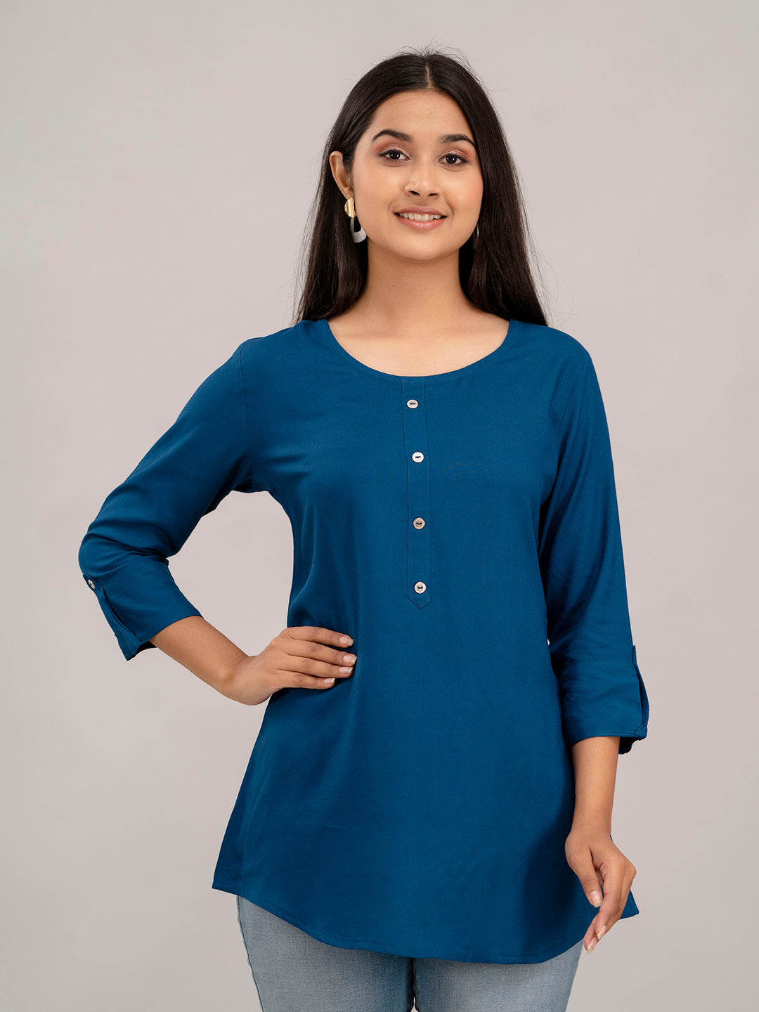 Feranoid Plain short kurti Rayon Sia FRKT6396