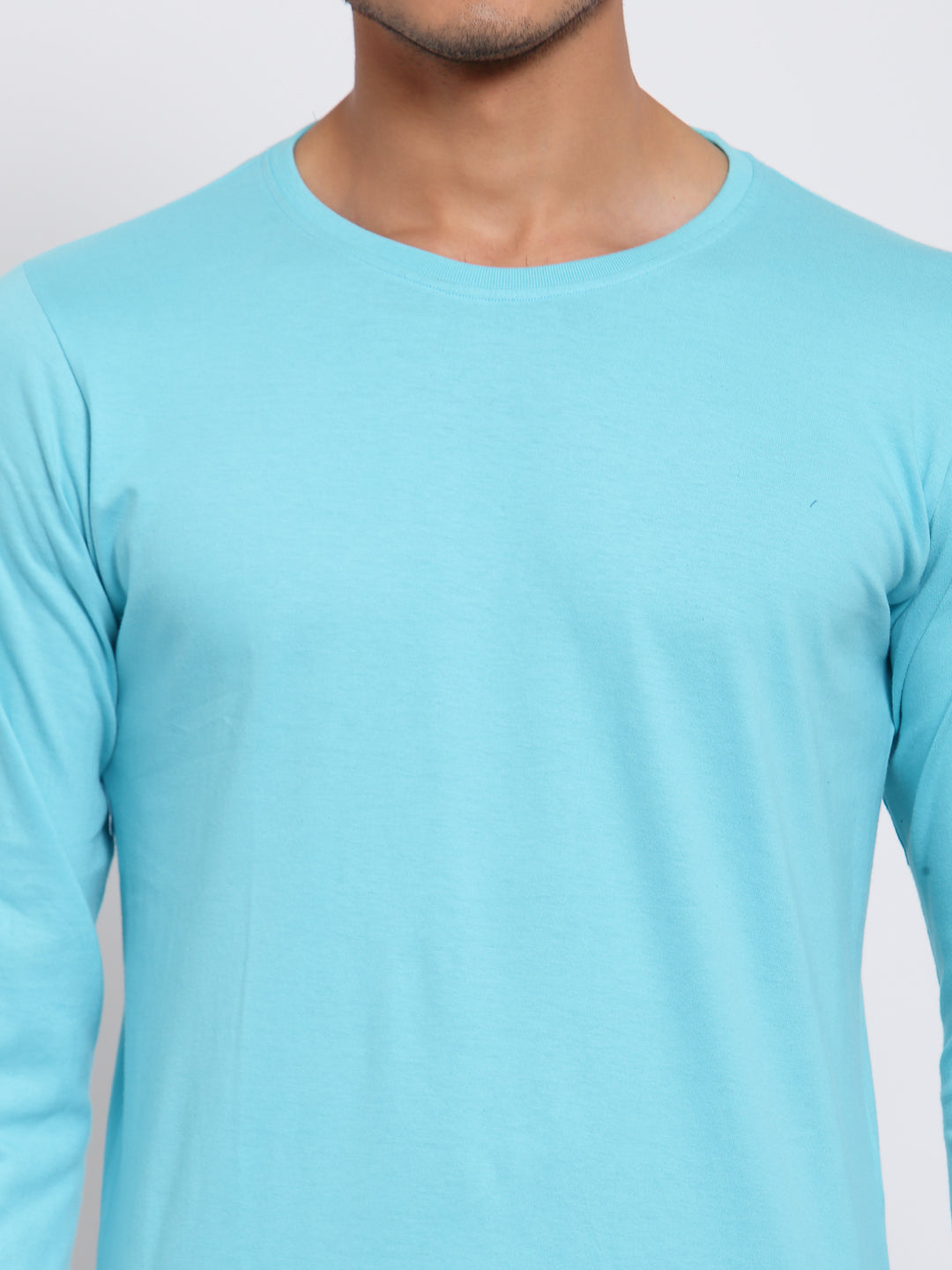 Plain Aqua Blue Full Sleeves T-Shirt