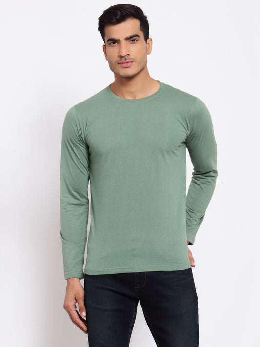 Plain Light Green Full Sleeves T-shirt