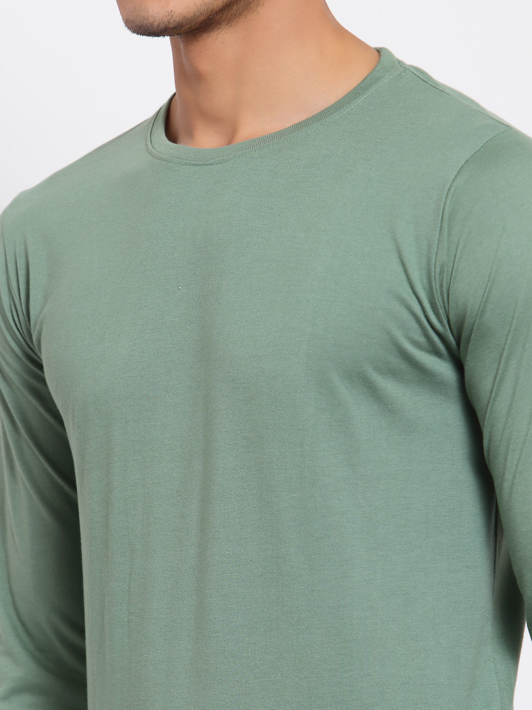 Plain Light Green Full Sleeves T-Shirt