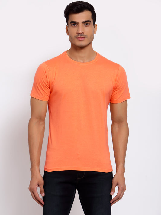 Plain Peach Half Sleeves T-Shirt