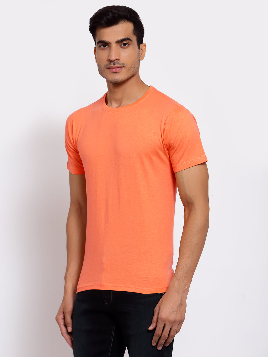 Plain Peach Half Sleeves T-shirt