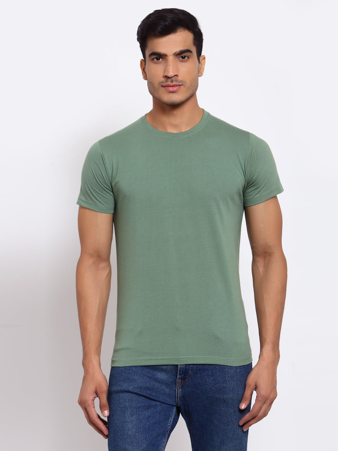Plain Light Green Half Sleeves T-shirt