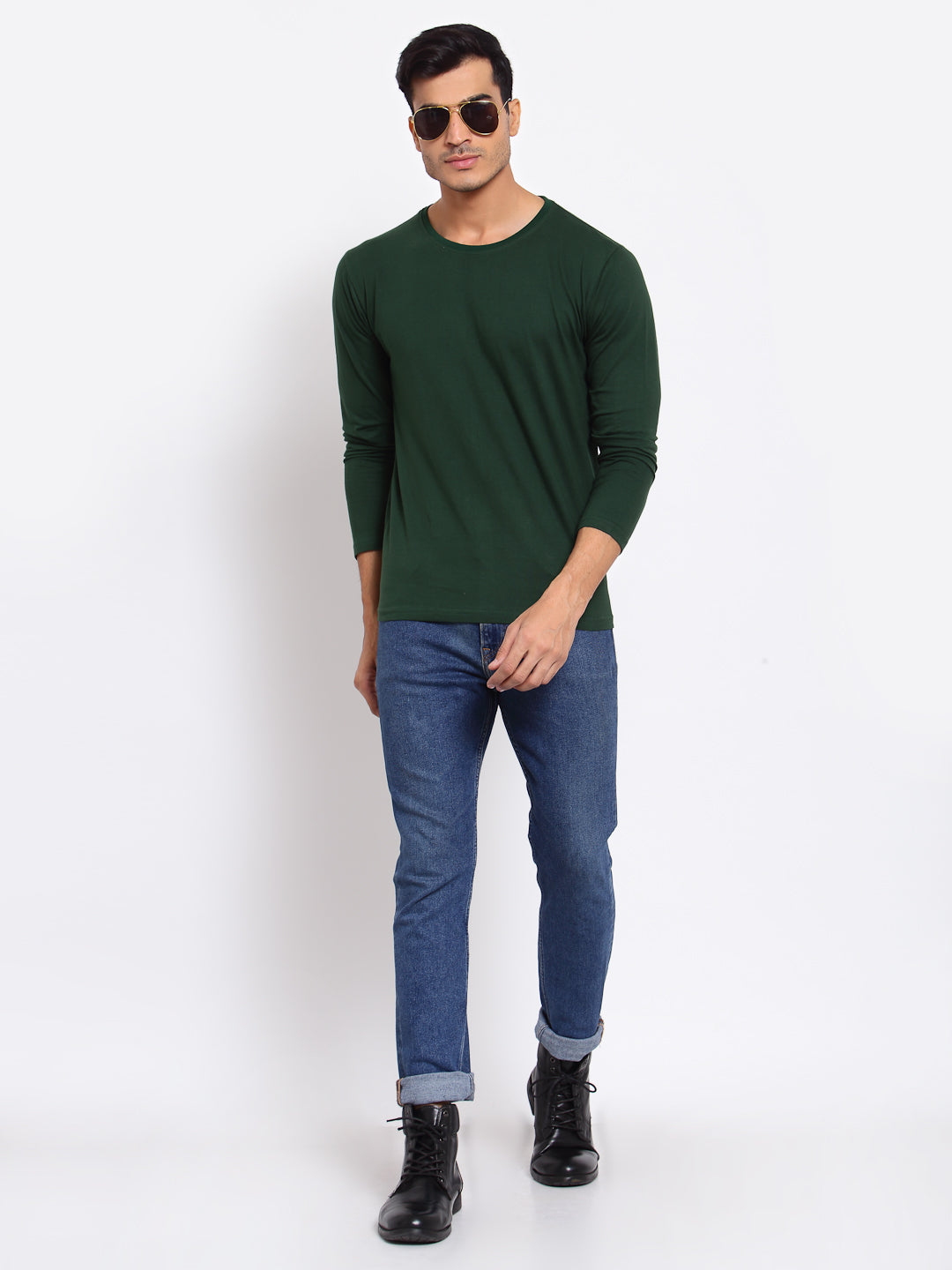 Plain Green Full Sleeves T-Shirt