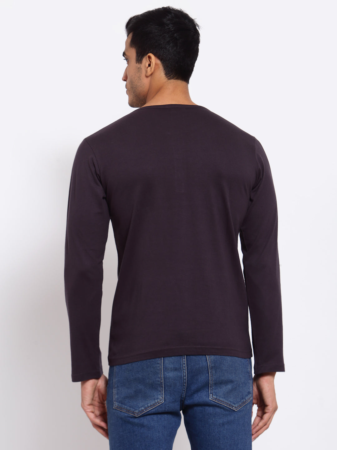 Plain Grey Henley Full Sleeves T-Shirt