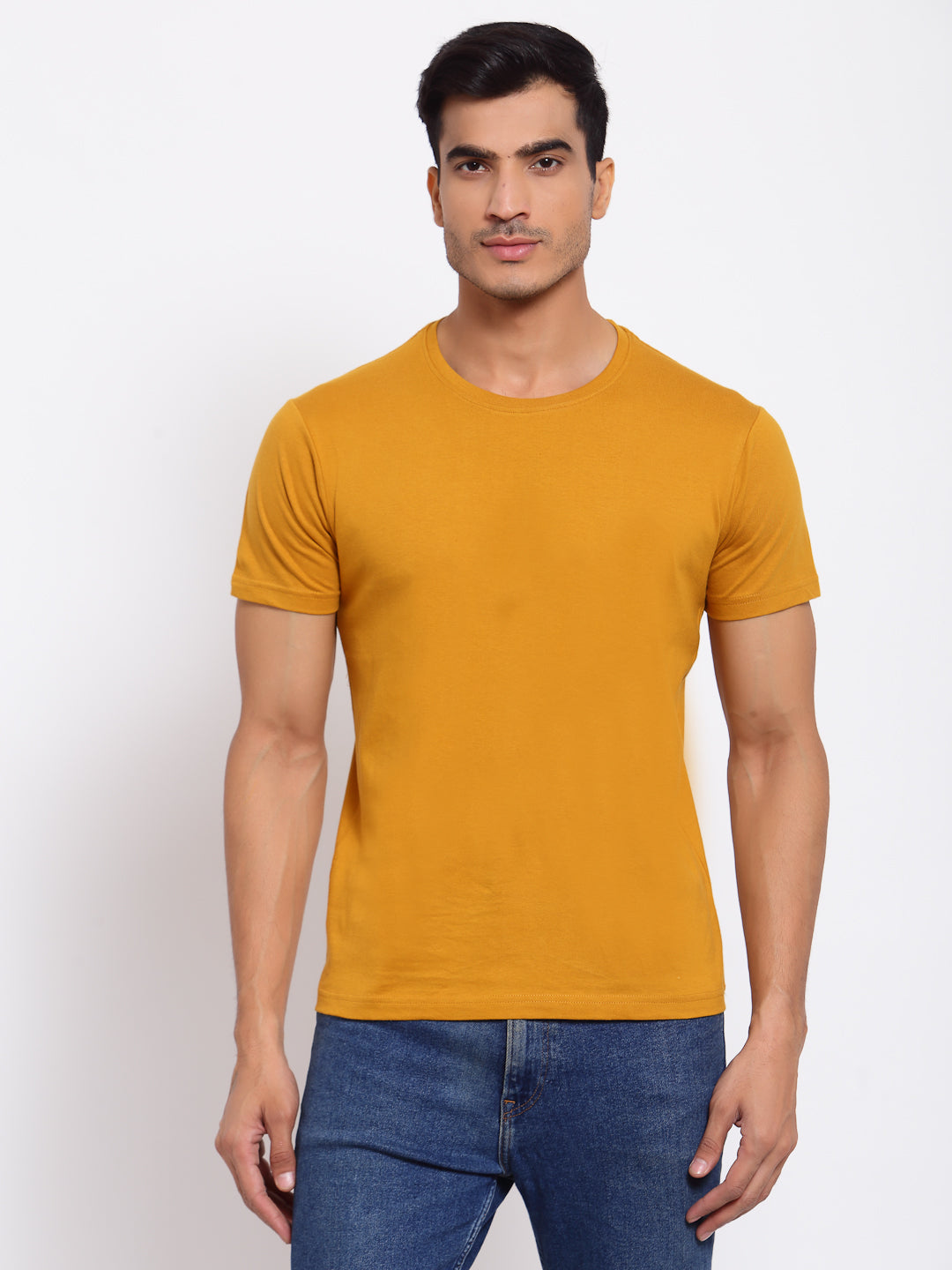 Plain Mustard Half Sleeves T-Shirt