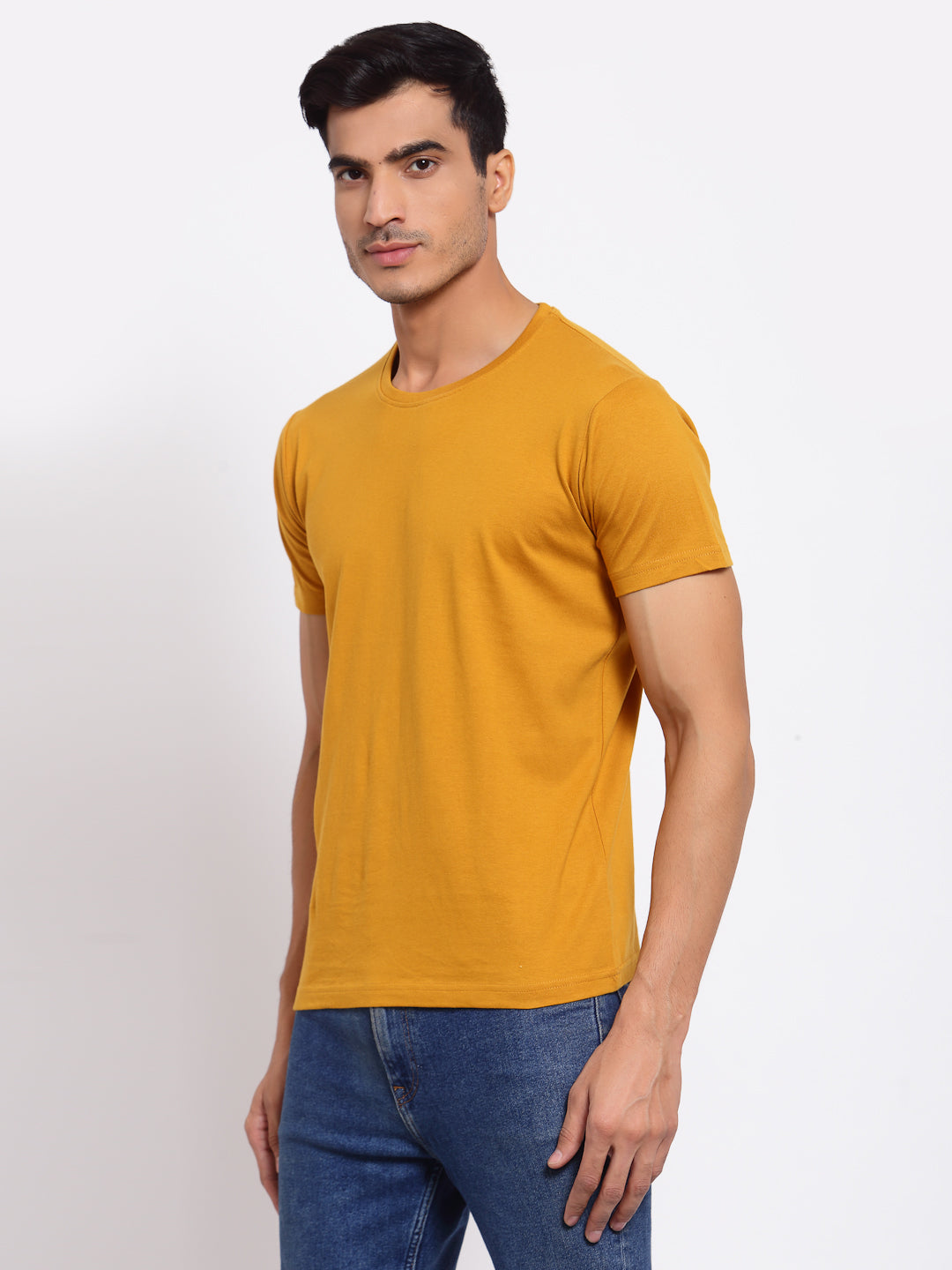 Plain Mustard Half Sleeves T-shirt