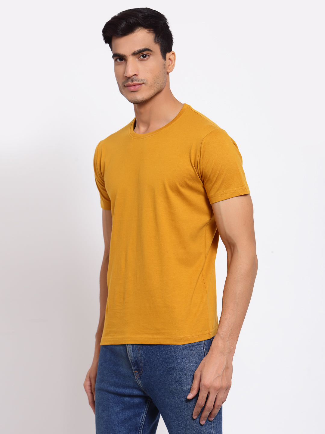 Plain Mustard Half Sleeves T-Shirt