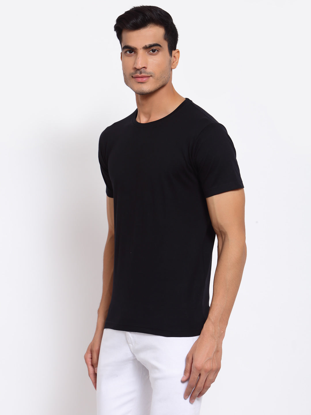 Plain Black Half Sleeves T-shirt