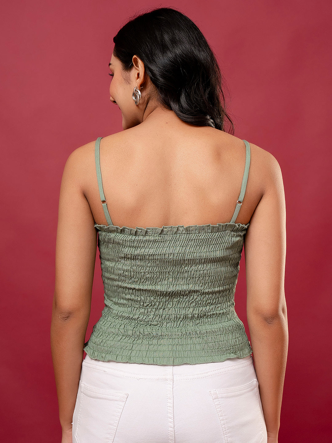 Feranoid Crop Top Rayon Sia Smoked SLEEVELESS FRKT6381