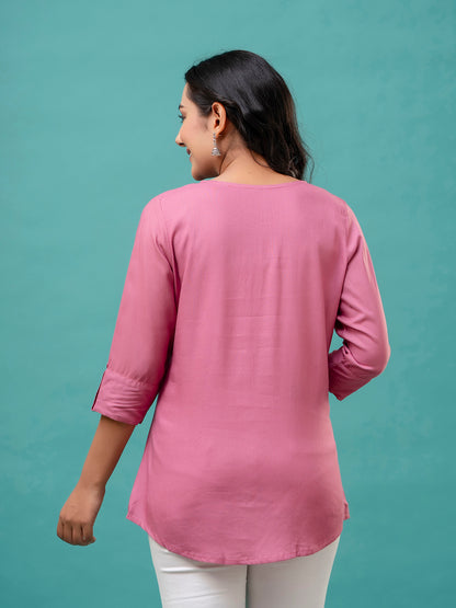 Feranoid Plain short kurti Rayon Sia FRKT6392