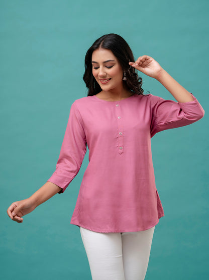 Feranoid Plain short kurti Rayon Sia FRKT6392