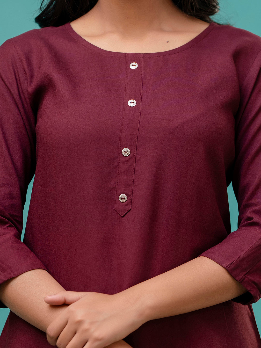 Feranoid Plain short kurti Rayon Sia FRKT6395