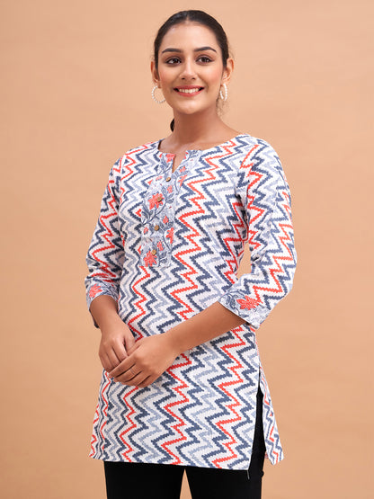 Women Cotton Printed Short Kurti