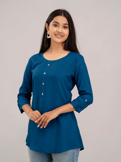 Feranoid Plain short kurti Rayon Sia FRKT6396