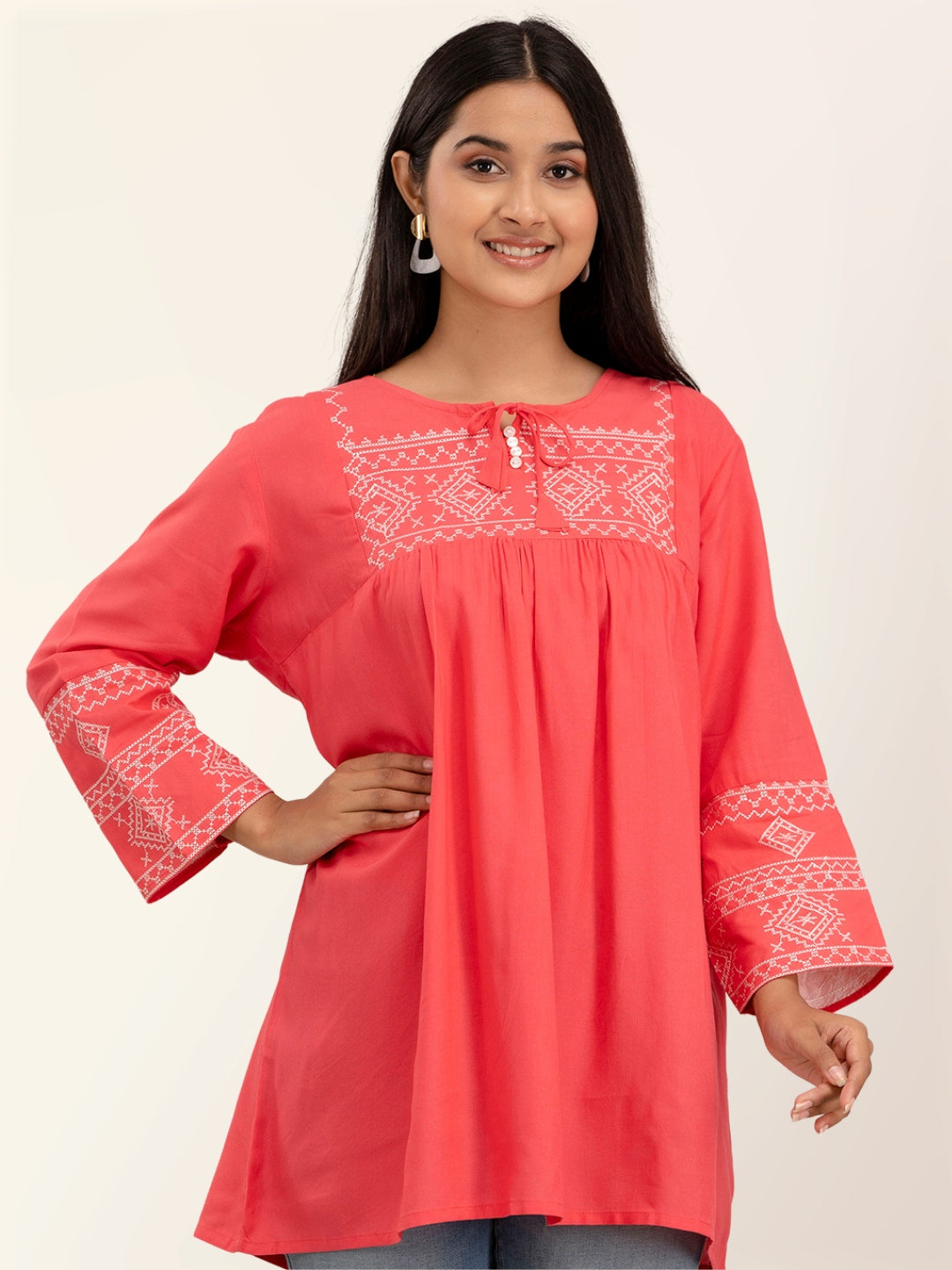 Feranoid Embroidery Top Rayon FRKT6373
