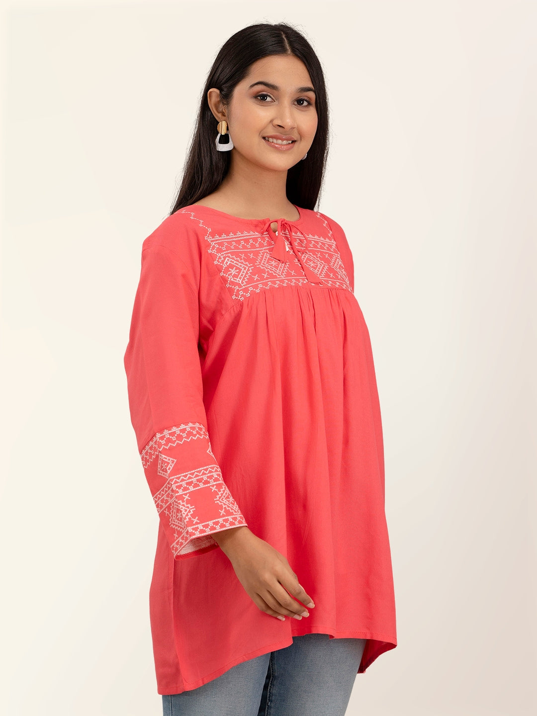 Feranoid Embroidery Top Rayon FRKT6373