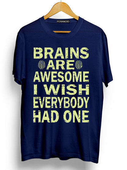 Brains Are Awesome Blue T-Shirt